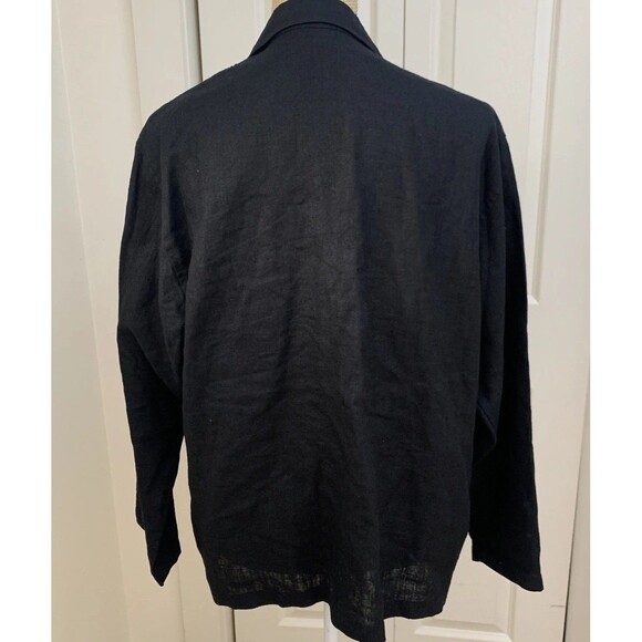 Sweet Jessie Womens  Linen Shacket Button Jacket Black Blazer Lagenlook Large - Picture 7 of 12